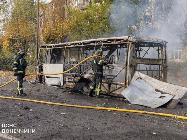 33 killed and 18 injured in Russian strike on passenger buses in Donetsk region's Kramatorsk KRAMATORSK, UKRAINE - OCTOBER 8: (----EDITORIAL USE ONLY - MANDATORY CREDIT - 'UKRAIN