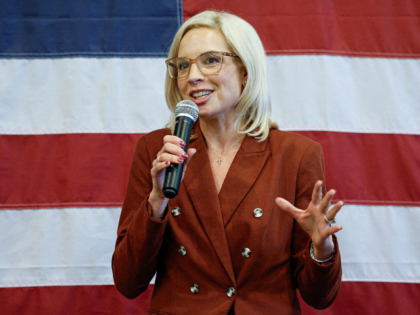US representative Ashley Hinson (R-IA), candidate for US Senate in Iowa, speaks during a c