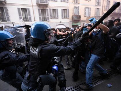 Anti-riot police clashes with demonstrators during an anti-government protest organized by