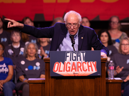 HOUSTON, TEXAS - OCTOBER 20: U.S. Sen. Bernie Sanders (I-VT) speaks at a campaign rally at