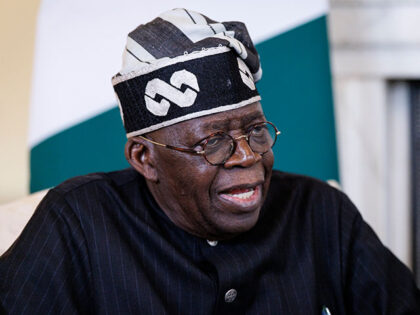 Bola Tinubu, Nigeria's president, during a meeting with Keir Starmer, UK prime minister, a