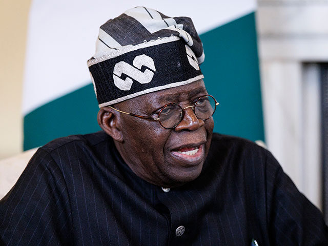 Bola Tinubu, Nigeria's president, during a meeting with Keir Starmer, UK prime minister, a