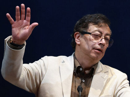 Former Colombian President Gustavo Petro speaks during a keynote lecture at the National A