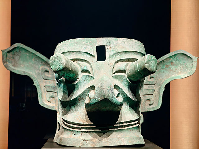Le reliquie culturali esposte al Museo Sanxingdui nella città di Guanghan, provincia del Sichuan, Cina, il 5 settembre 2026. (Il credito fotografico dovrebbe essere CFOTO/Future Publishing tramite Getty Images)