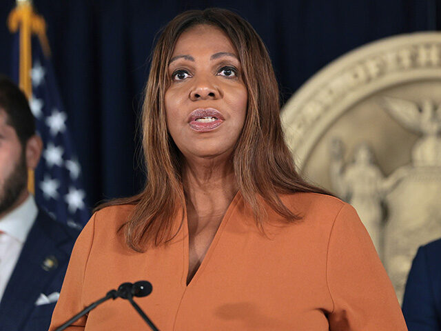 New York State Attorney General Letitia James speaks during a press conference regarding l