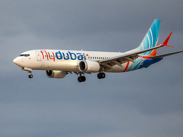 A flydubai Boeing 737 MAX 8 aircraft prepares for landing at Israel's Ben Gurion Airport i