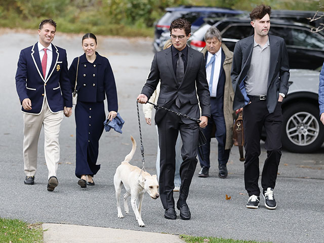 Braden Peters arrives with a dog to Orleans District Court on October 22, 2026 in Orleans, Massachusetts. 20-year-old internet personality and livestreamer Braden Peters, better known online as 