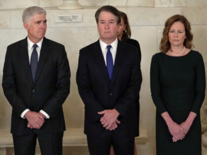 Supreme Court Justice Neil Gorsuch, Justice Brett Kavanaugh, Justice Amy Coney Barrett, an