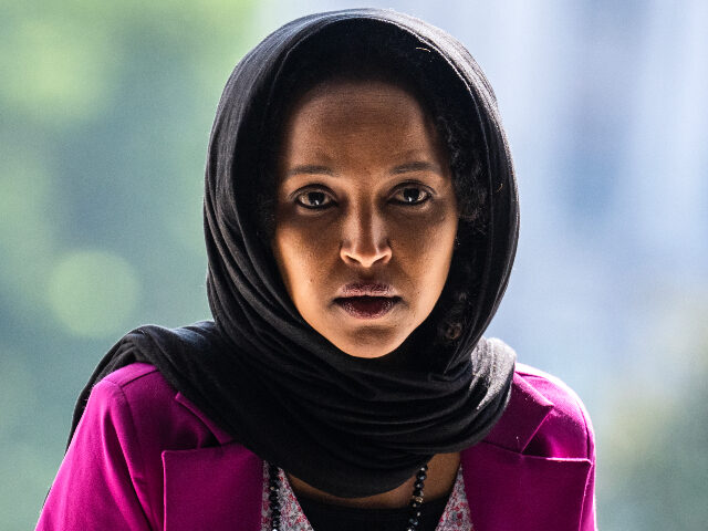 Rep. Ilhan Omar, D-Minn., arrives to the U.S. Capitol for the last votes of the week on Th
