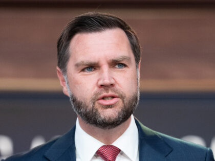 US Vice President JD Vance during an announcement in the South Court Auditorium of the Eis