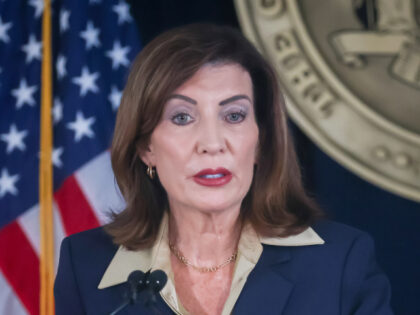 Kathy Hochul, governor of New York, during a news conference in New York, US, on Friday, O
