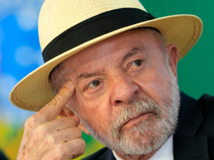 Brazilian President Luiz Inacio Lula da Silva attends a ceremony to sign a bill allocating