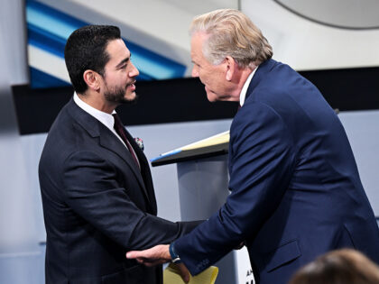 SOUTHFIELD, MICHIGAN - OCTOBER 21: U.S. Senate candidates Democrat Abdul El-Sayed, left, a
