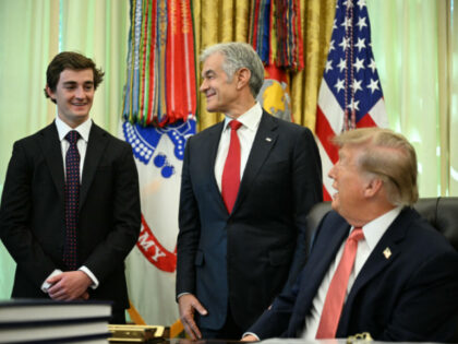 US President Donald Trump and US Vice President JD Vance (not pictured) make an announceme