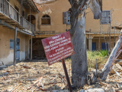 Abandoned and decaying buildings inside the 'Forbidden Zone' of the Varosha ghos