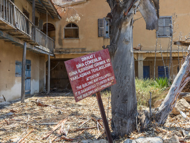 Abandoned and decaying buildings inside the 'Forbidden Zone' of the Varosha ghos