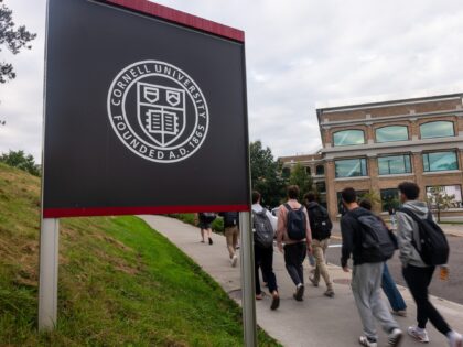 THACA, NEW YORK - SEPTEMBER 30: Students walk on the campus of Cornell University a day af