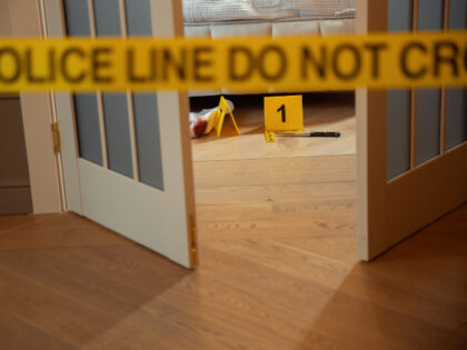 crime scene and knife in house
