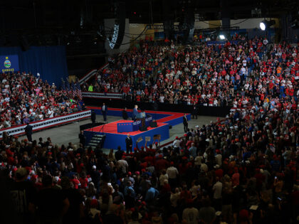 PARK CITY, KANSAS - OCTOBER 19: U.S. President Donald Trump speaks during a campaign rally