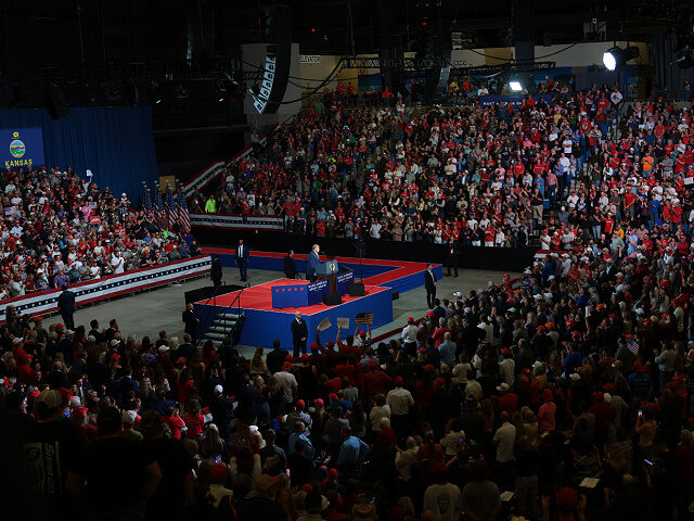PARK CITY, KANSAS - OCTOBER 19: U.S. President Donald Trump speaks during a campaign rally