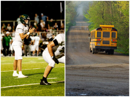 football game and bus