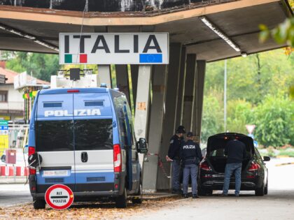 A photograph taken on October 25, 2023 from the Slovenian side of the border in Rozna Doli