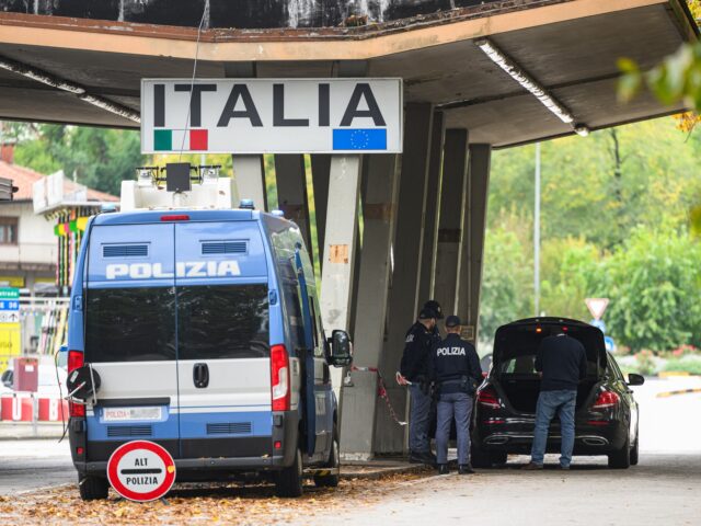 A photograph taken on October 25, 2023 from the Slovenian side of the border in Rozna Doli