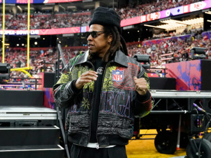 US rapper Jay-Z attends Super Bowl LVIII between the Kansas City Chiefs and the San Franci