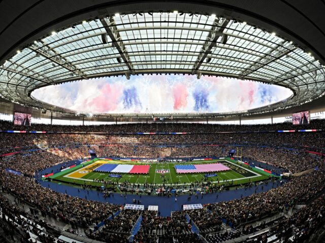 PARIS, FRANCE - OCTOBER 25: A general view during the National Anthem prior to the game be