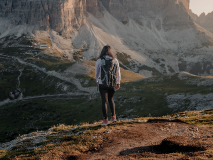 hiker in Italian Dolomite Alps