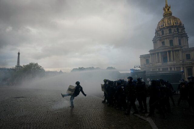 Police fired tear gas during a demonstration in Paris this week