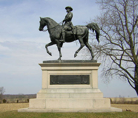 Close up of General Reynolds equestrian statue on the field at Gettybsurg. There is something haunting and forever timeless about the monuments at Civil War battlefields. They have a story to tell, a story of valor and selflessness that for too long few have heard.