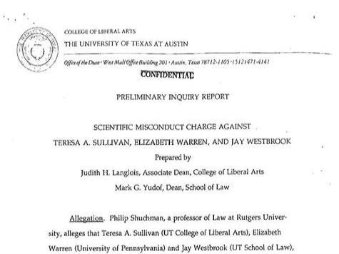 University of Texas Whitewash of Elizabeth Warren Scientific Misconduct Charge Entangles UVA, UC Presidents