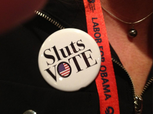 Feminists Don 'Sluts Vote' Buttons