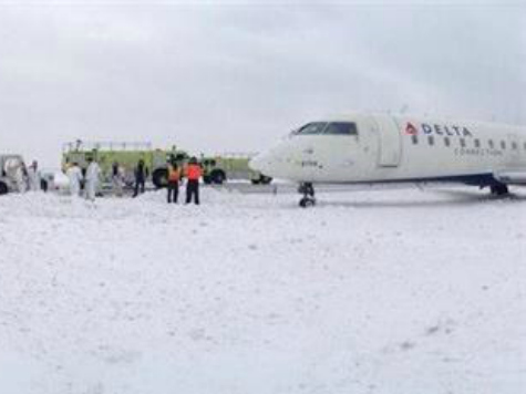 JKF Airport Halts Flights After Plane Skids into Snowbank