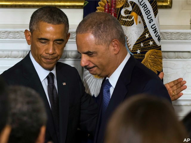 Eric Holder Chokes Up During Farewell To Obama