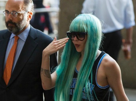 Amanda Bynes Wears Blue Wig for New York Court Date