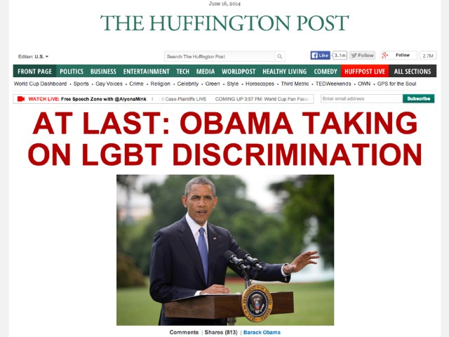 Amid Chaos in Ukraine and Iraq, HuffPo Headlines Obama's LGBT Policy