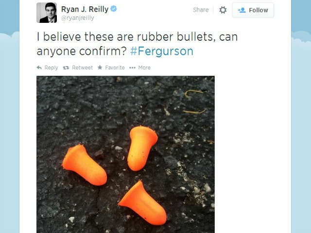 Huffington Post Reporter in Ferguson Asks if Ear Plugs Are 'Rubber Bullets'