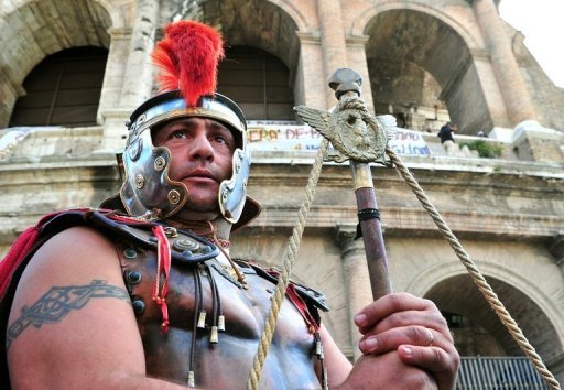 Roman 'centurions' seize Colosseum in protest