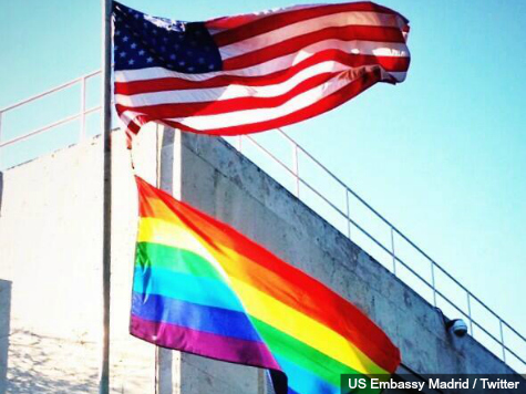 Rainbow Flag Flies over U.S. Embassy in Madrid