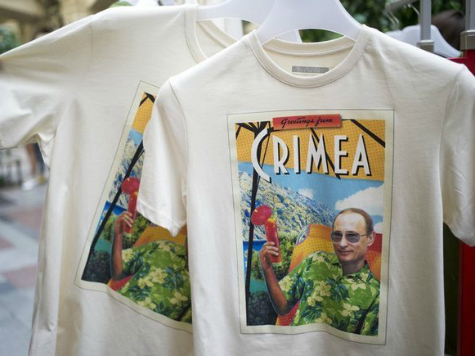 T-shirts, Merchandise Showing Off Vladimir Putin's Triumphs on Sale in Moscow