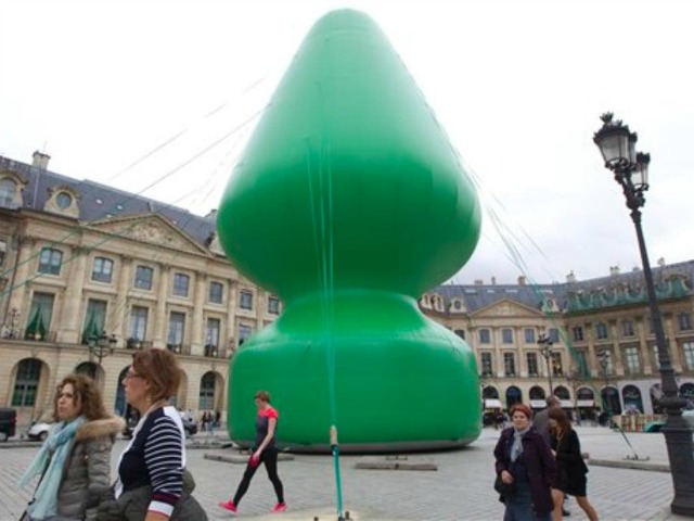 Giant Sex Toy Sculpture in Paris Goes Limp
