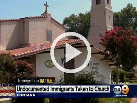 Protesters Rally against Illegal Immigration Outside Fontana Church