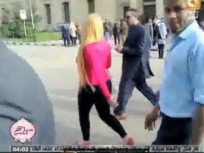 VIDEO: Blonde Woman 'Molested' On Egyptian Campus