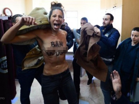 Topless Protesters Invade Turkish PM's Polling Station