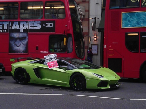 Super-Rich Stage Crass London Lamborghini Protest For Palestine