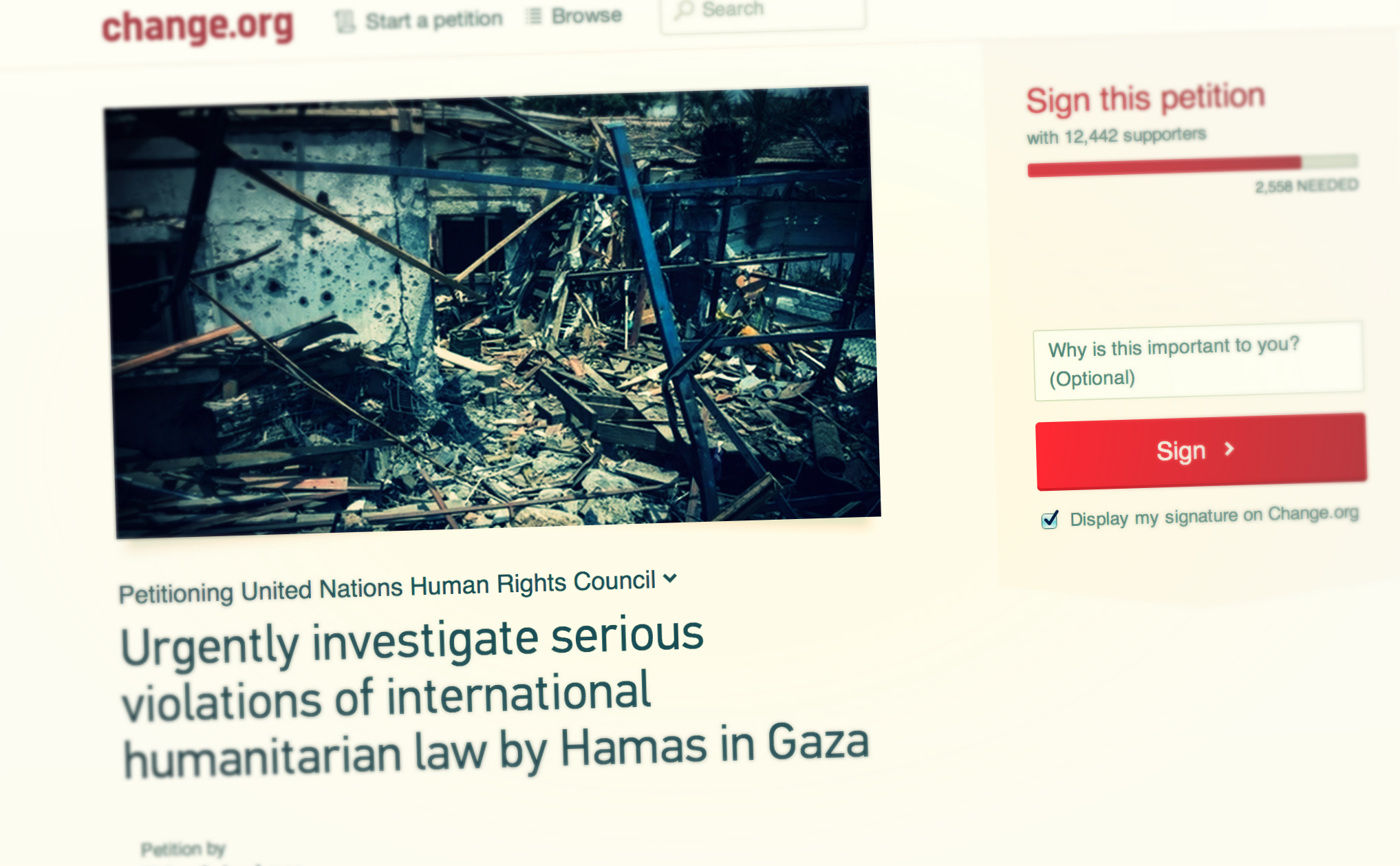 Petition To Investigate Hamas for War Crimes Reaches 12,000