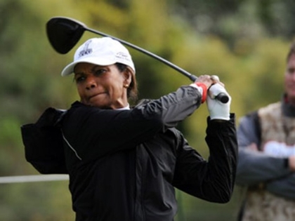 Fore! Condi Hits Fan in Head with Errant Shot at Pebble Pro-Am