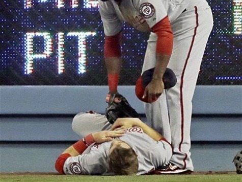 Bryce Harper Bloodied, Leaves Game After Nasty Collision with Dodger Stadium Wall